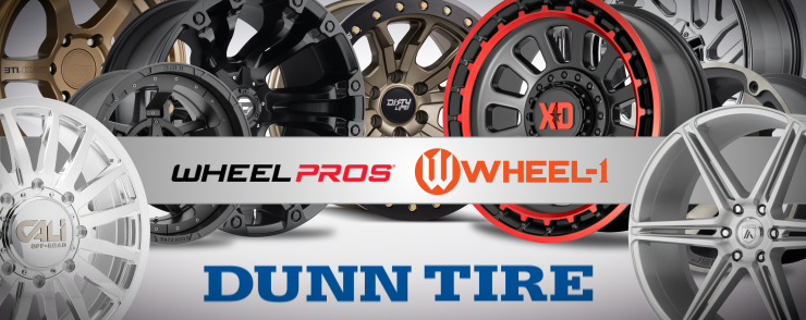 Shop wheels at Dunn Tire! Wheel Pros and Wheel One rims or shop new wheel and tire packages.
